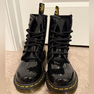 Dr. Martens Black Patent Leather Combat Boots
